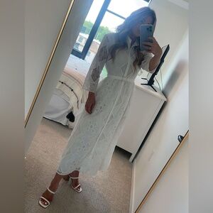 Zara ZW Collection Midi Embroidered Shirtdress